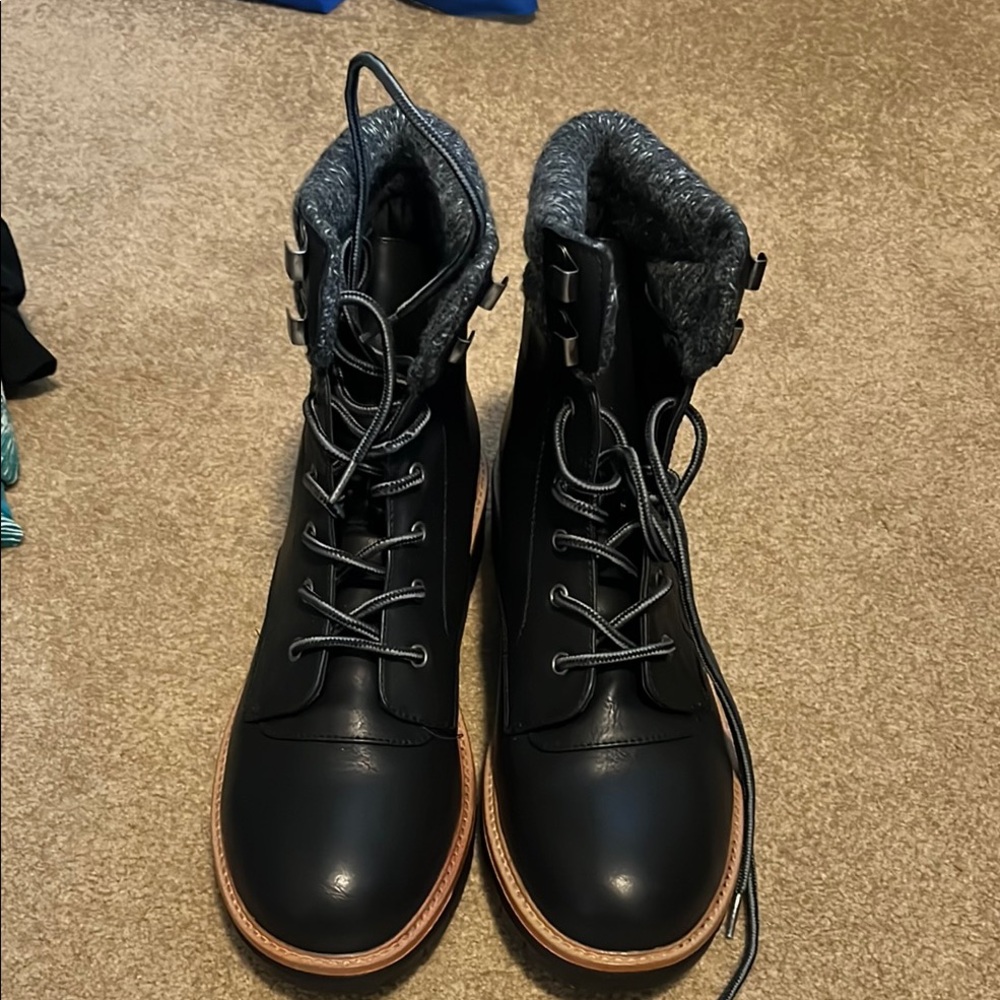 Maurices Black and Gray Combat Boots